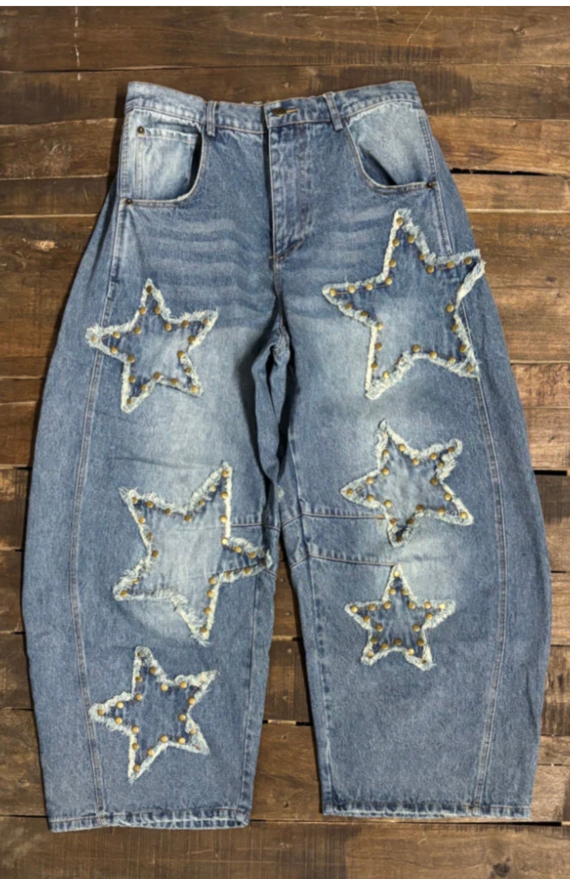Star Studded Barrel Jeans
