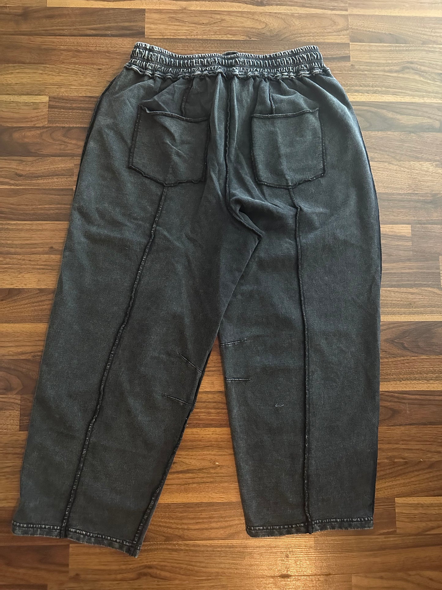 Easel Black Terry Knit Pants