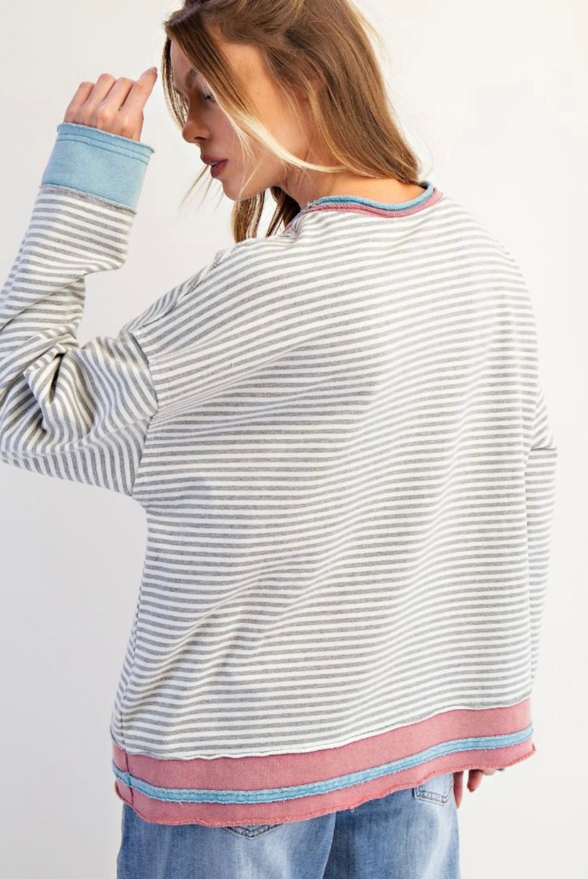 Easel Stripped Terry Knit Top