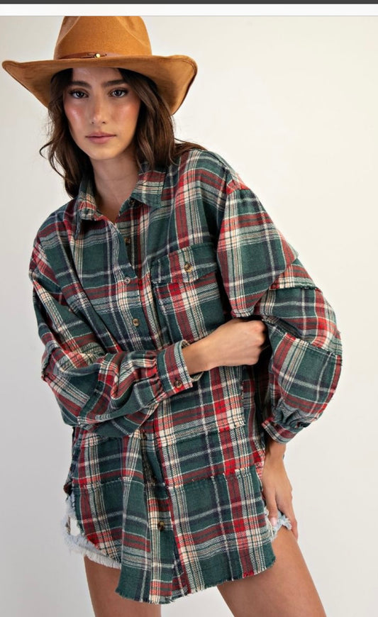 Easel Plaid Shacket