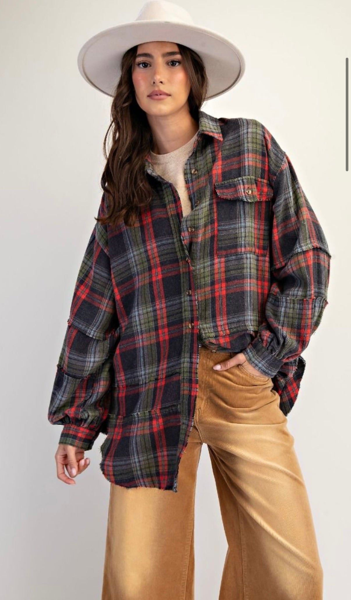 Mineral washed plaid Shacket