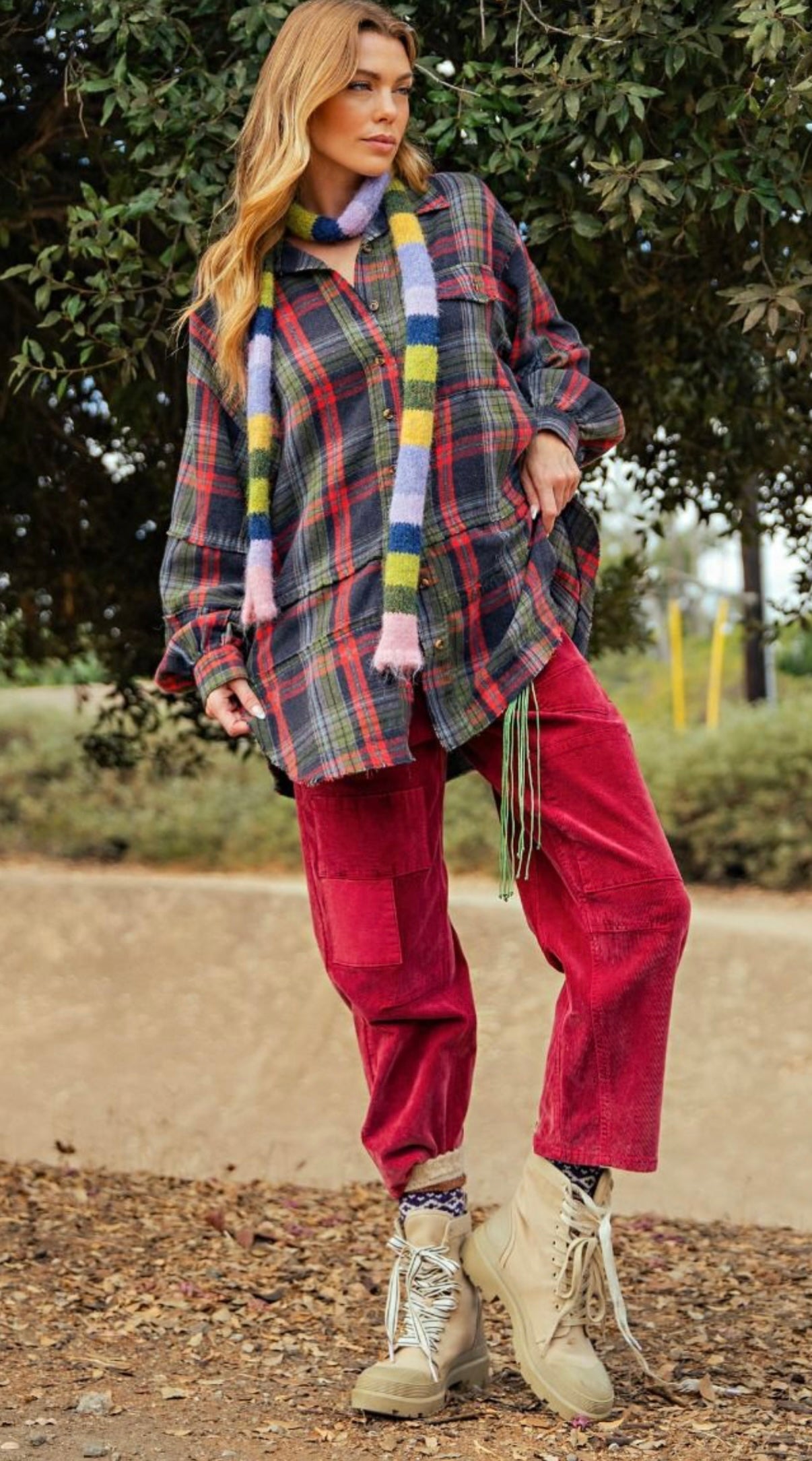 Mineral washed plaid Shacket