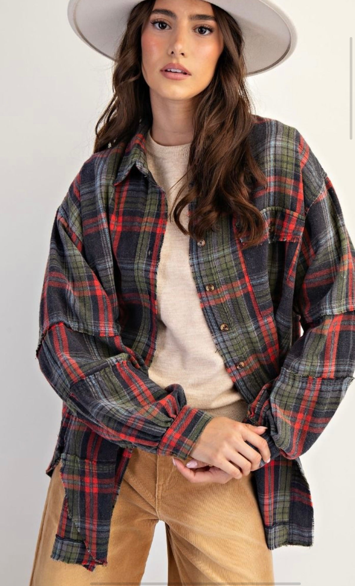 Mineral washed plaid Shacket