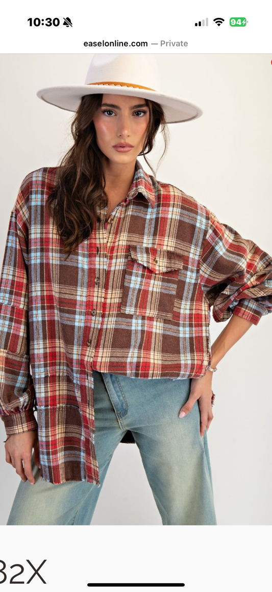 Easel plaid shacket
