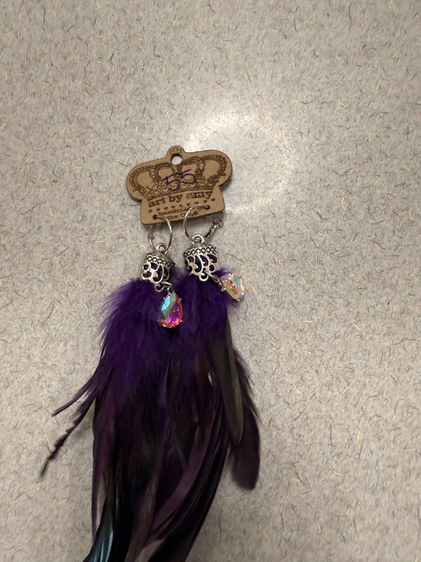 Art By Amy Purple Feather Earrings