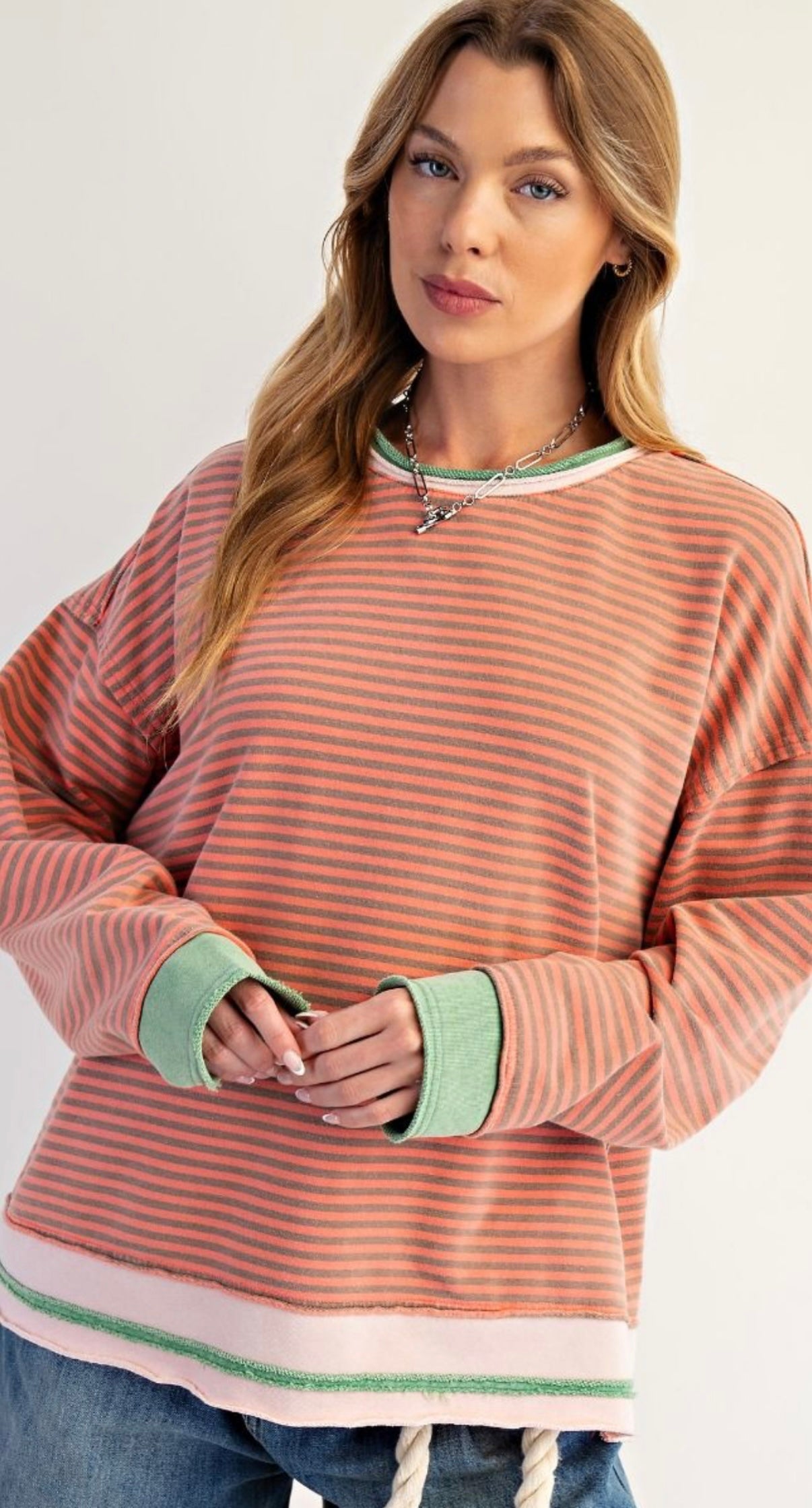 Easel stripped Terry Knit Top