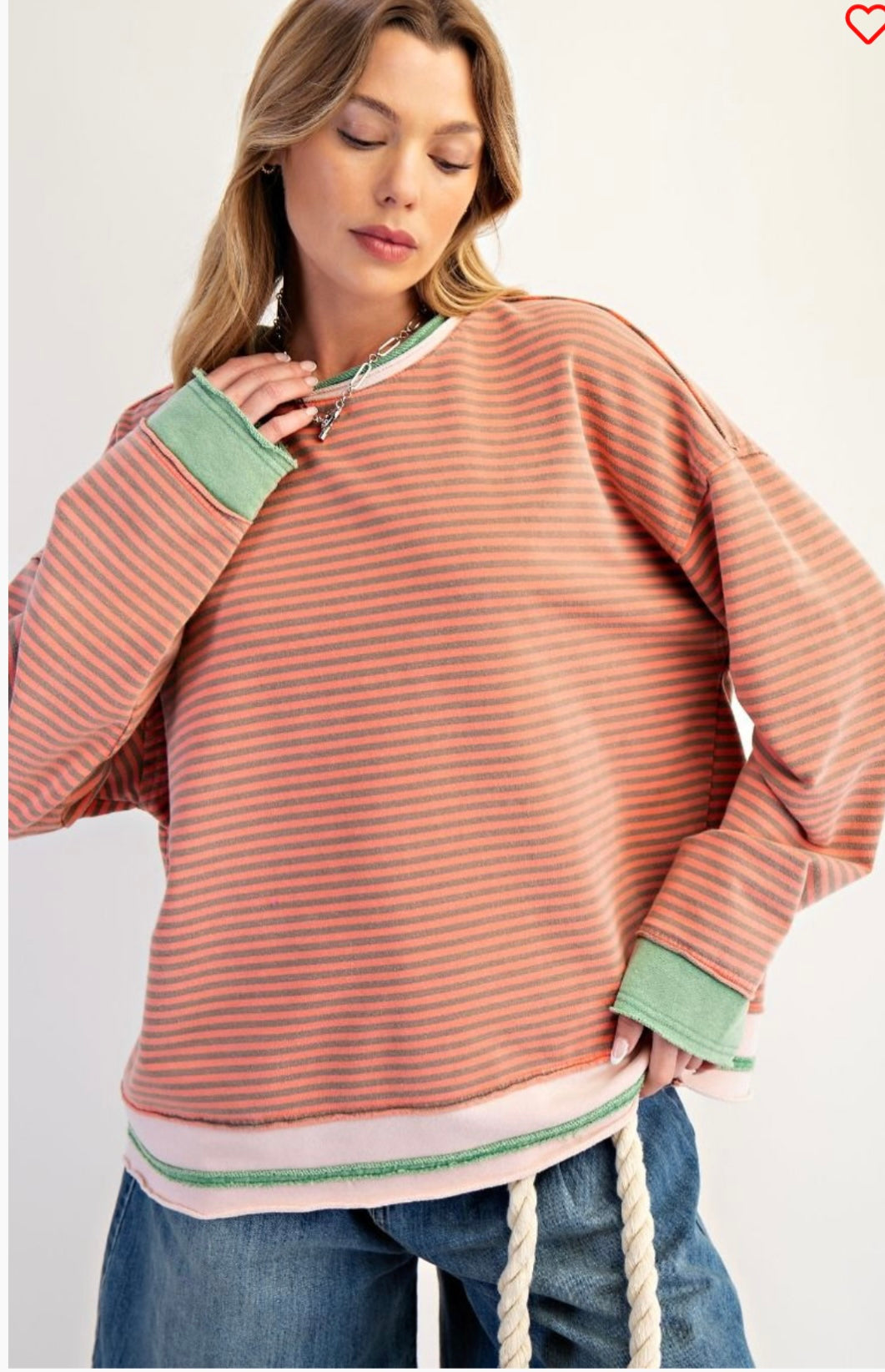 Easel stripped Terry Knit Top