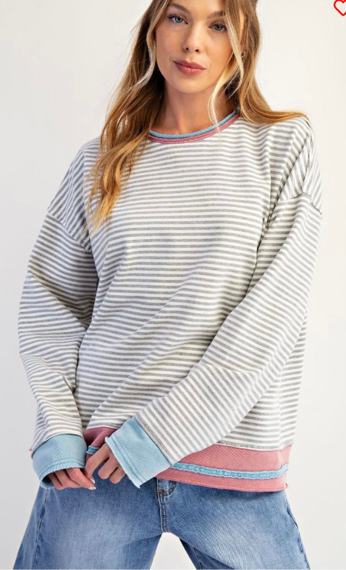 Easel Stripped Terry Knit Top
