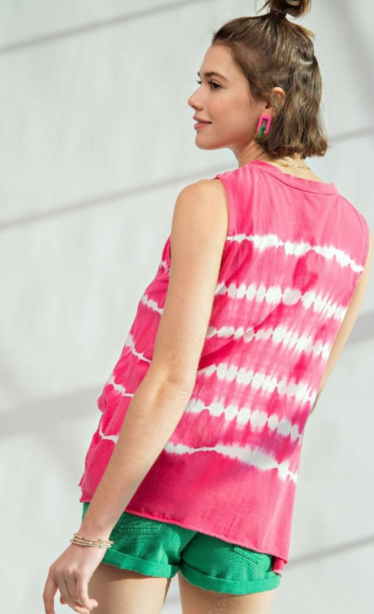 Sleeveless Tie Dye jersey top