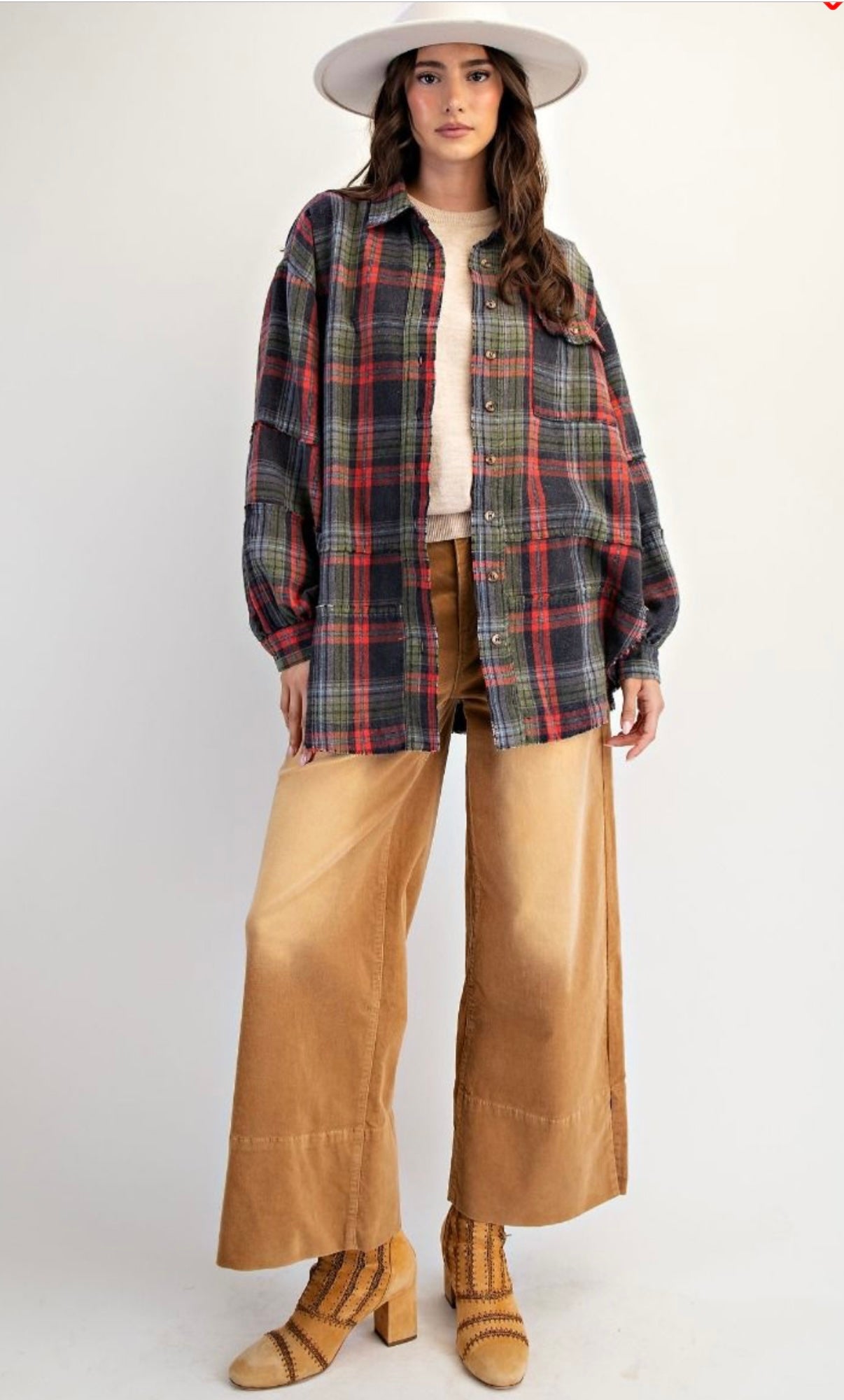 Mineral washed plaid Shacket