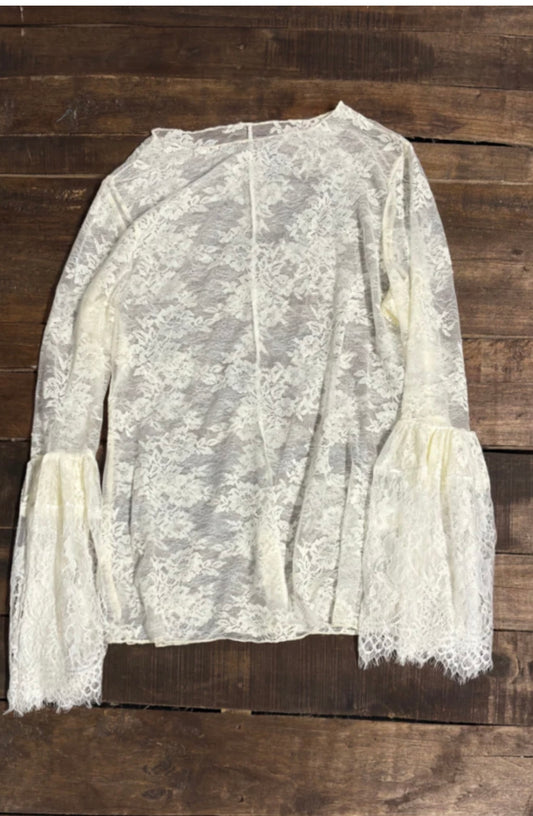 Garden Tea Lace Top - Parchment
