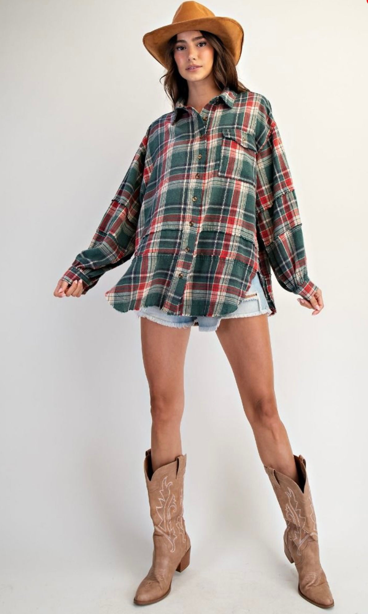 Easel Plaid Shacket