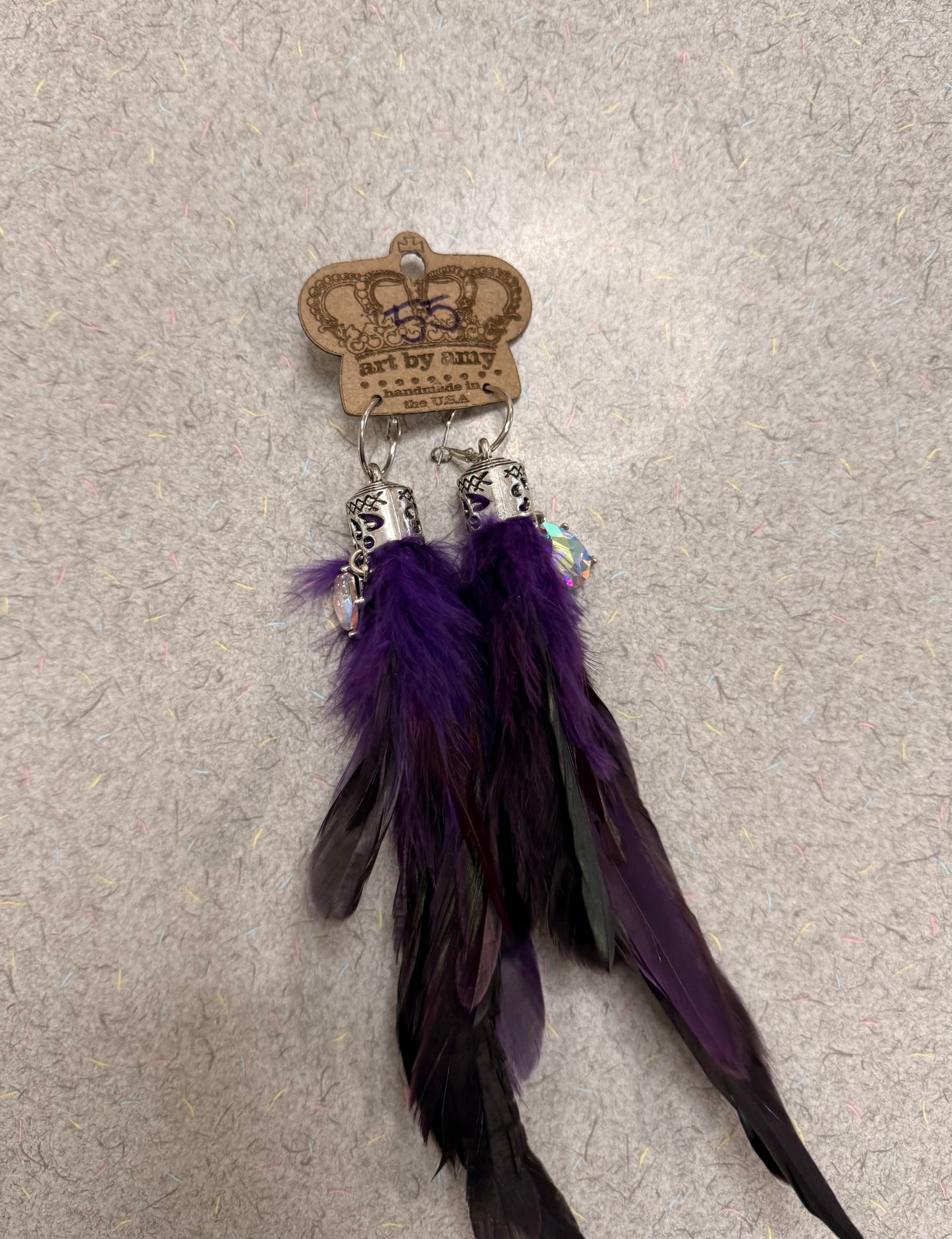 Art By Amy Purple Feather Earrings